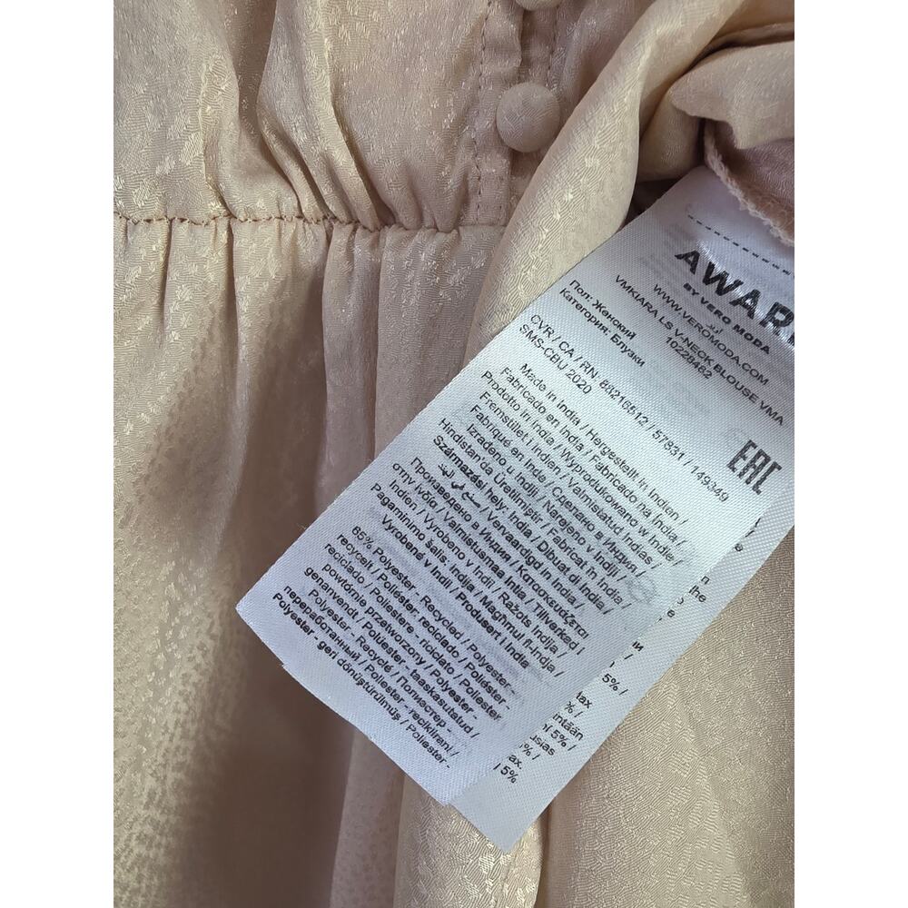 Aware By Vero Moda Coquette Blouse XS‎ Womens Pink Coquette Long Sleeve V Neck - Picture 4 of 5